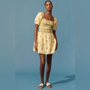 Anthropologie Yellow Floral Mini Dress